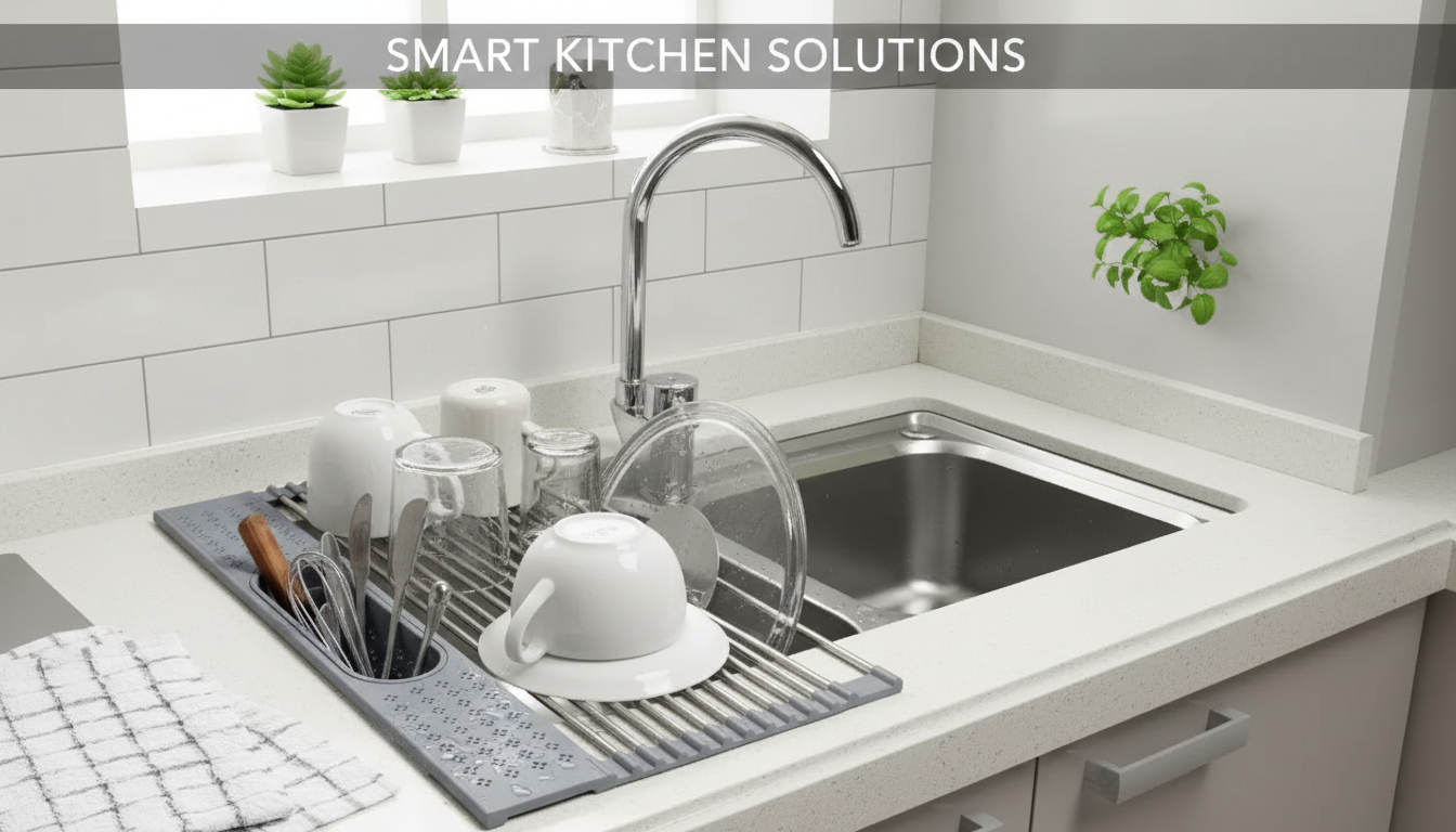 Adjustable Over-Sink Silicone Drying Rack Guide