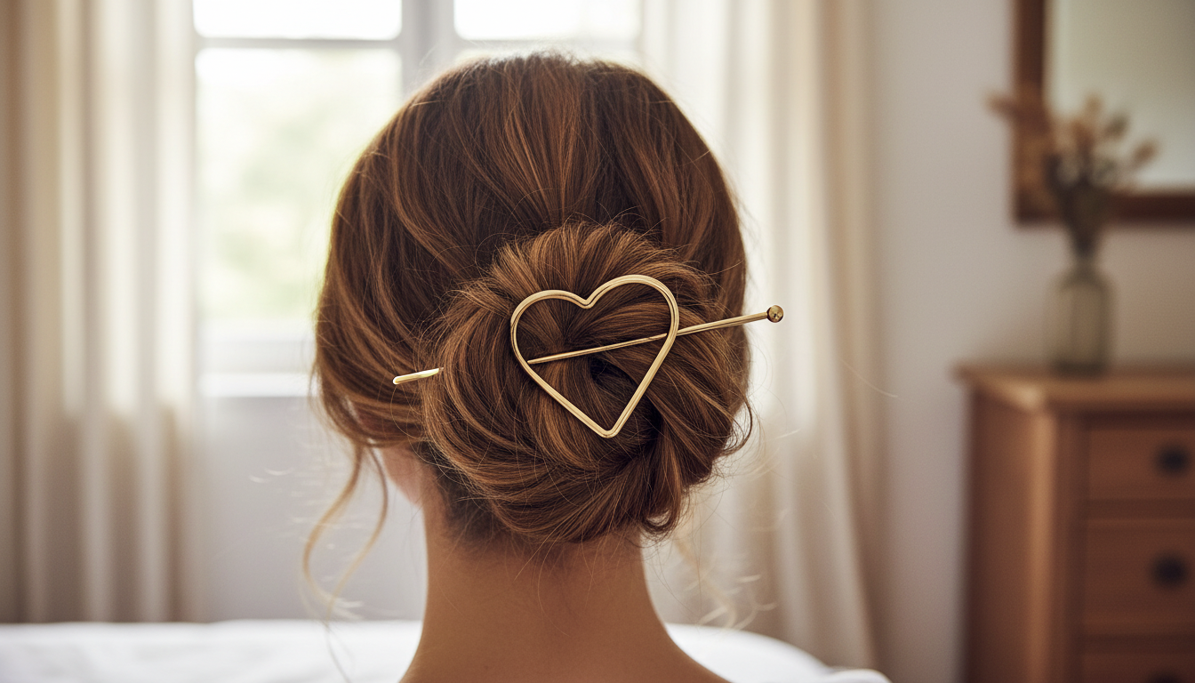Chic Korean Heart Hairpin: Minimal Clip, Polished Style